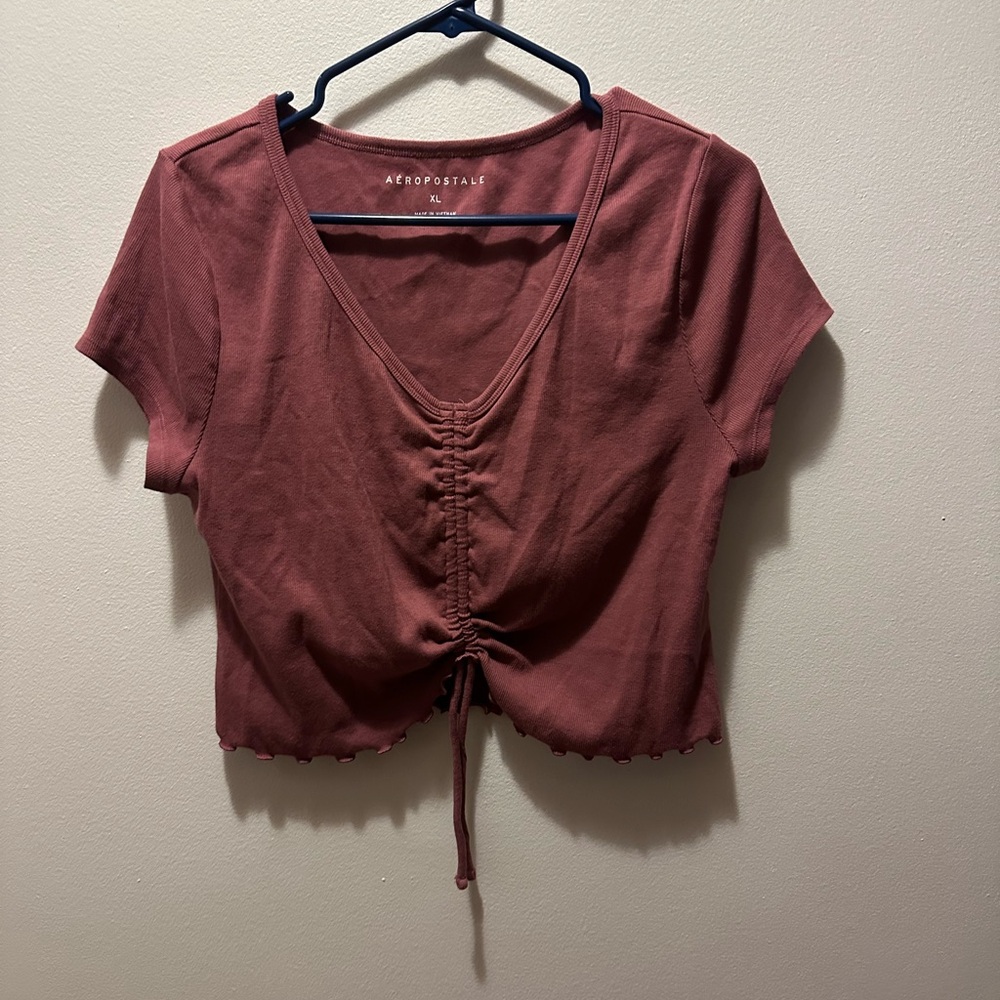 Aeropostale Rust Red Ruched Blouse